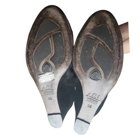 AGL Balletcore Whimsigoth Black Glitter Cap Toe Ballet Wedge - Picture 7 of 9